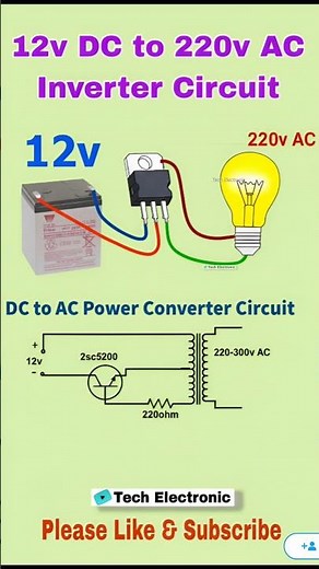 Inverter Circuit Diagram | 12V to 220V AC Easy Method #electronic #circuitdiagram #shorts