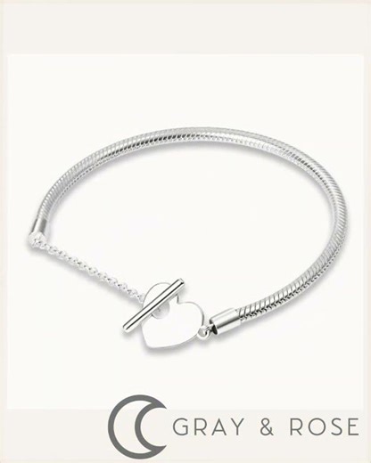 Sterling Silver Bracelet with Heart Clasp