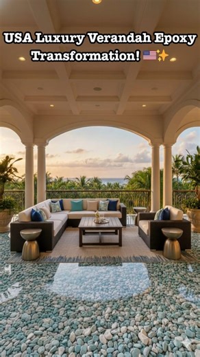 Luxury Verandah Epoxy Timelapse in USA 🇺🇸✨ | Stunning Before & After #EpoxyFloor #USARenovation
