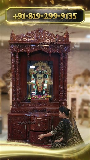 Hand-carved Temple Design | Home Temple (Devghar) | Hindu Puja Mandir #aarsun #mandirdesign #reels