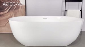 59" Acrylic Freestanding Bathtub, Free Standing Tub, Stand Alone Tub with Overflow and Drain, cUPC Certified, Gloss White