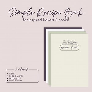 Printable Digital Recipe Book Bundle Recipe Cards, Grocery List & Meal Planner in 4 Colors Instant Download - Etsy
