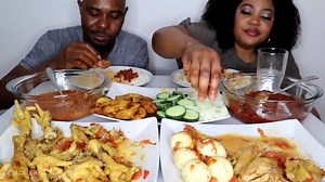 410K views · 10K reactions | Asmr Massive Eating | Speed Eating Chicken Feet, Eggs, Plantain, Salad, Rice & Chicken | African Food | The Adim Family | Facebook