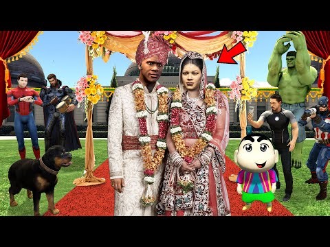 FRANKLIN Got Married in GTA 5 | Shinchan & Avengers Celebrating Franklin's Wedding