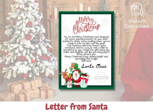 Printable Santa Letter to Make Christmas Morning Magical! Download and Print at Home! - Etsy