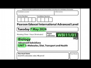 A level | Biology | Unit 1 | May 2024 | Pearson Edexcel