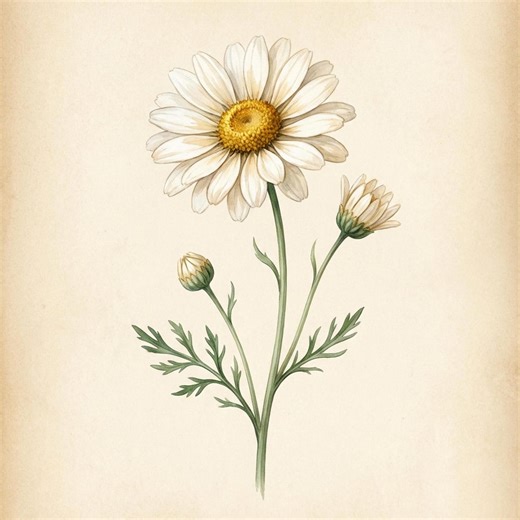 April Birth Month Flower Daisy Printable Wall Art Botanical Floral Vintage Neutral Decor Gift