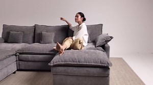 GOSUHI 108" U Shaped Couch, Modular Sectional Sofa, 3-Seater Comfy Cloud Couch, Set of Modular Pieces with Movable Ottoman, Deep Seat Couches for Living Room, Chenille, Navy