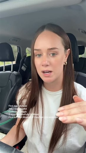 Stephanie Kennedy on Instagram: "IVF update Retrieved 2 eggs, both successfully fertilised. Now the wait until Monday to see if they turn into Embryos 😮‍💨 The worst part is definitely the wait! But SO grateful I got this far 🤍 And I can do it again if I have to. #ivf #ivfaustralia #ivfeggretrieval"