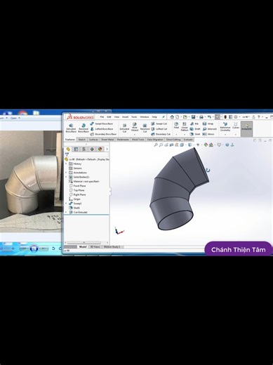 Vẽ cắt tôn co ống gió tròn bằng Solidworks