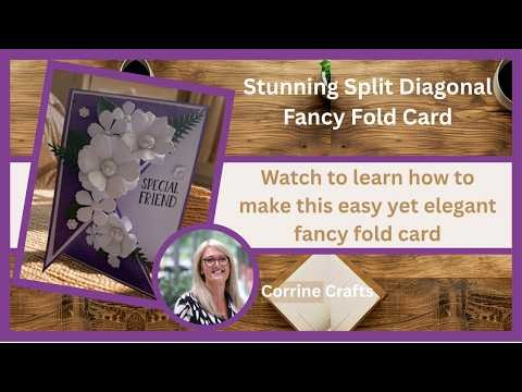 Wow! Beautiful Split Diagonal Card Tutorial - Handmade Paper Flowers & Fancy Fold Design