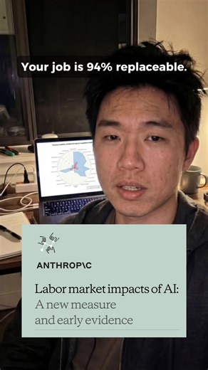 Anthropic just published a study using their own AI data. 94% of a software engineer's tasks — AI can already do them. Only 33% is actually being used right now. Legal, finance, business — same gap everywhere. And buried at the bottom: workers aged 22-25 are already 16% less likely to get hired in these jobs than in 2022. Not fired. Not replaced. Just not hired. The gap between 33 and 94 is not a safety net. It's a countdown. 👇 #ai #jobs #anthropic #futureofwork #wakeup