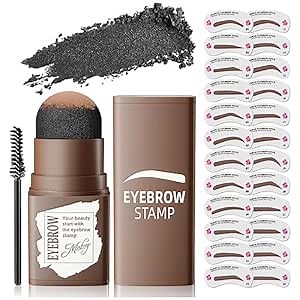 Eyebrow Stamp with Eyebrow Blush, Long-lasting Waterproof & Smudge-Proof, Easy to Clean & Apply for Beginners Girls (Dark Black)