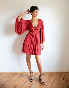 Red Bell Sleeve Mini Dress: Boho Festival Party Dress - Etsy