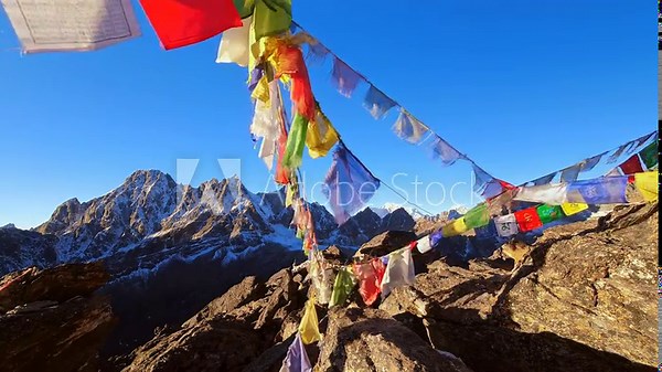 Sunrise over Himalayas mountains with clear blue sky morning view from Gokyo Ri, Solukhumbu District, Sagarmatha National Park, UNESCO World Heritage Site, Nepal, Himalayas, Asia
