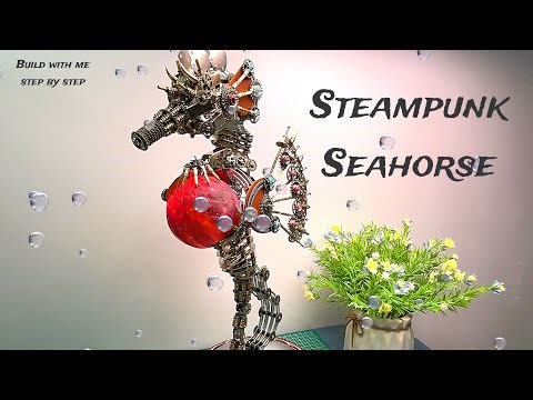 Steampunk Seahorse 3D Puzzle with Planet Lamp | 2100PCS DIY Model Kit