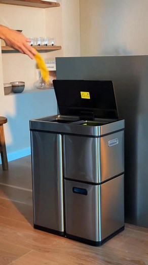 264 reactions · 38 shares | Sorting trash has never been easier! Automatic sensor opening, no touch required Three compartments for efficient waste and recycling organization Fingerprint-resistant stainless steel with silent soft-close lid Removable inner bins for easy cleaning Add intelligence and order to your kitchen, living room, or office for a cleaner, more comfortable space! | Household Solutions Hub | Facebook
