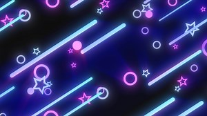 Download Blue purple glowing geometric abstract background pattern of flying lines of circles and stars for free