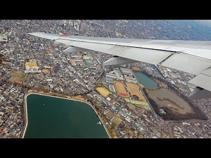[4K市街地大旋回離陸] 歌舞伎機内安全ビデオ付きANA 032便 伊丹空港を離陸