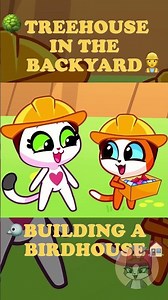 Helping daddy build a treehouse! Funny educational cartoon for toddlers #forkids #purrpurr