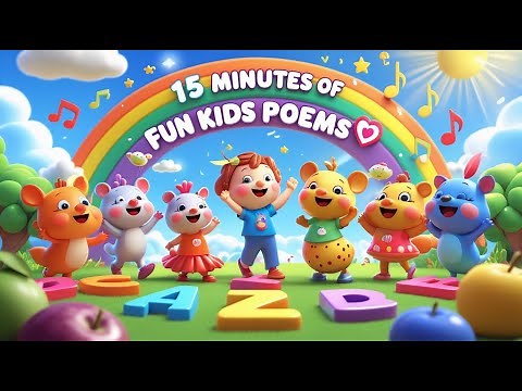 15 Minutes of Kids Poems 🎵 | Learning with poem | Alphabets, Fruits & Animals for kids | BrightRhyme