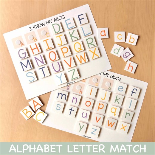 Alphabet Letter Matching Game: Printable Toddler & Preschool Worksheet (PDF Download) - Etsy