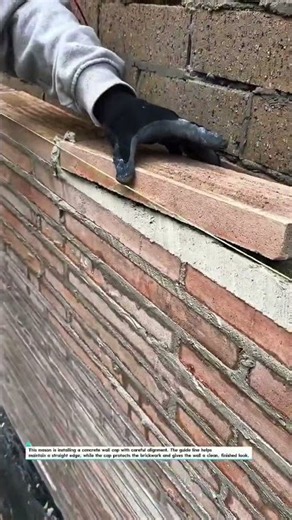 Perfect Brick Wall Cap Installation! Precision Masonry Mastery!! #Masonry #Construction #Brickworks