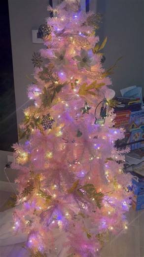 Prelit Pink Christmas Tree 6FT with 11 Modes & Timer Remote Control, 450 Multicolor Lights