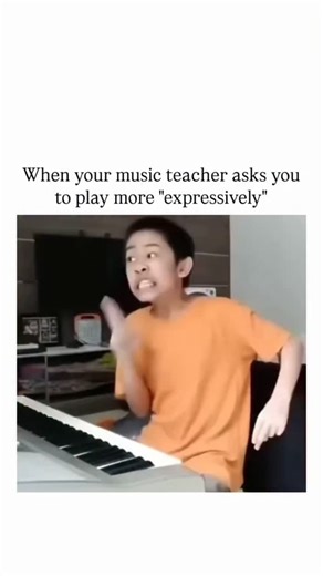 Vishnu Meena on Instagram: "The Instagram reel shares a viral video of a young boy in an orange shirt hilariously overacting while 'performing' the Phineas and Ferb song 'We Are Number One' on piano, with wild facial grimaces and flailing limbs to embody exaggerated musical expression. , a popular account curating quirky human behaviours, the clip amassed over 27,000 likes and 570,000 views in under three months, tapping into meme culture around dramatic piano tutorials. Viewer replies note the 