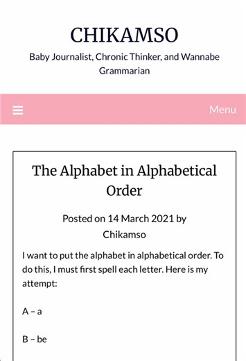 Arranging the Alphabet in Alphabetical Order