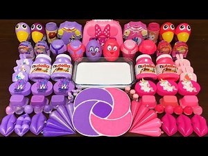 PURPLE vs PINK ! Mixing Random into GLOSSY Slime ! Satisfying Slime Video