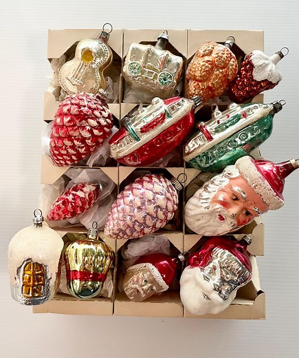 Vintage Mercury Glass Christmas Ornament: Santa, Pinecone, Boat, 1940s - Etsy