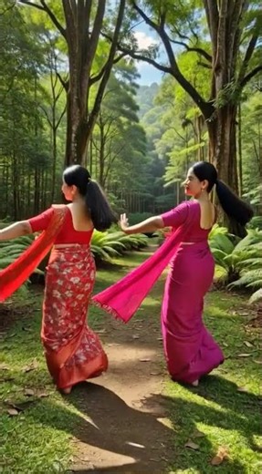 Two Indian girls dancing
