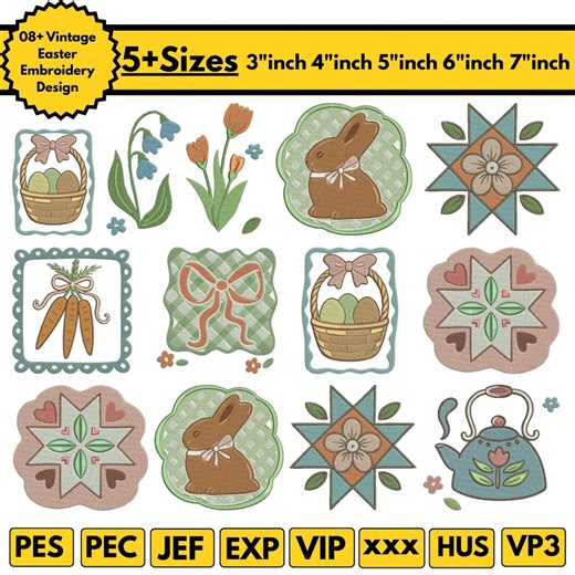 Vintage Easter Machine Embroidery Designs Vintage Pattern Embroidery Easter Decor Embroidery Easter Pattern Designs Pes File5 size Downloads - Etsy