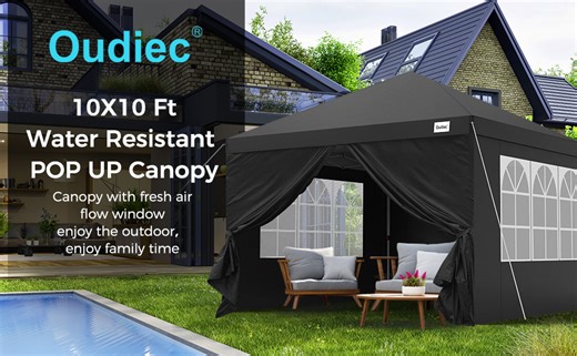 Watch Pop up Canopy Tent with Window, 10x10 Ft Outdoor Gazebo Tent on Amazon Live