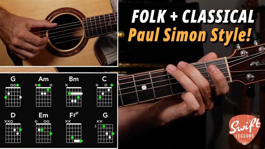🎶 Fingerstyle Guitar Essentials 🎶 Ready to move beyond basic strumming? Fingerstyle opens the door to more melodic, expressive acoustic guitar playing. In this video from the Swiftlessons archive, I'll break down classic fingerstyle ideas inspired by Paul Simon, Dave Van Ronk, and Paul McCartney. Learn how folk and classical techniques come together to create smooth chord transitions and melodic embellishments. Grab your acoustic and dive in. – Rob 🔥Enjoy this lesson with Tabs & Guitar Pro at