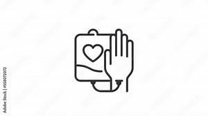 Animated donate blood linear icon. Critical blood transfusion. Saving hospital patients. Seamless loop HD video with alpha channel on transparent background. Outline motion graphic animation Stock Video