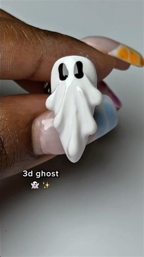Learn 3d ghosts in 10 SECONDS !! 👻 #nailtutorial #halloweennails #3dnailart #simplenails #nailart