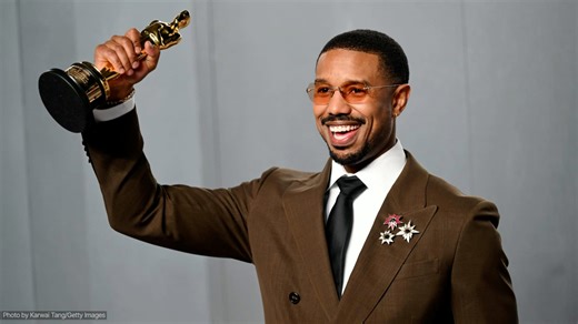 Michael B Jordan receives standing ovation for first Oscars win