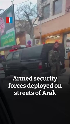 Armed Islamic Republic security forces were deployed across streets in Arak amid a heavy security presence, videos sent to Iran International show. The footage shows armed officers positioned in public areas as security measures appeared to intensify in the city.