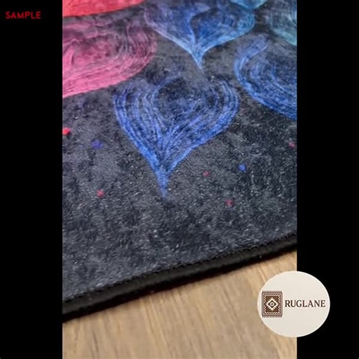 Art Deco Geometric Rug: Black, Gold & Blue Velvet Carpet - Etsy