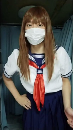 ★125 shot【#女装】女装してみました。セーラー服女子がストッキングを履く！ お着替え 着こなし #コスプレ #男の娘 #Crossdresser & #Cosplay #女装子 #ドレス
