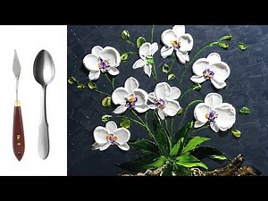 Challenge #15 Paint modern Orchid Flowers with a Palette Knife using Acrylic painting