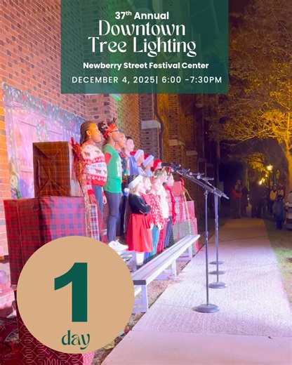 Tomorrow’s the night! 🎄✨ Don’t miss the 37th Annual Downtown Tree Lighting — a joyful evening filled with music, laughter, and community holiday spirit. 🗓️ Thursday, Dec. 4 | 6–7:30 PM 📍 Newberry Street Festival Center 🎟️ Free Event | Special thanks to our generous sponsor for this event - Breezeline! #AikenEvents #ChristmasInAiken #TreeLighting #AikenisMagicial #AikenParksRec | City of Aiken, South Carolina Parks, Recreation and Tourism