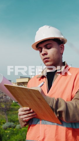 Sunny Day At Work For An Engineer Taking Notes | Premium Stock Video Footage