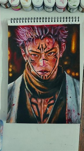 Rahan X sakuna 🤯 acrylic painting realistic #viral#art#drawing#sakuna#anime#edit#theartofrahan