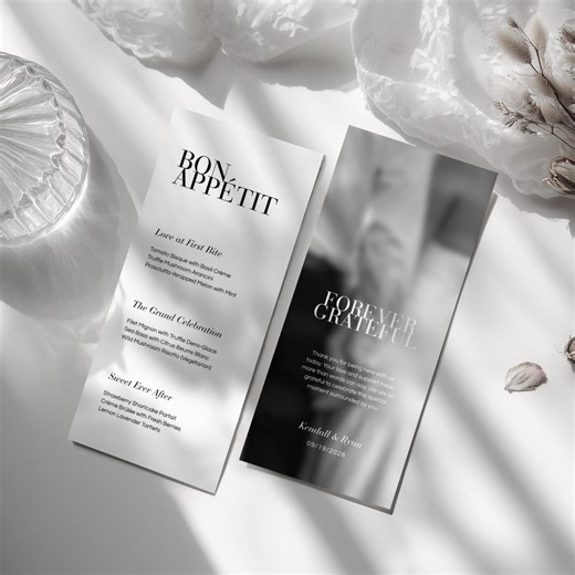 Editorial Wedding Menu With Photo • Canva Template • Modern Luxury, Elegant Reception Dinner Menu Card - Etsy Canada