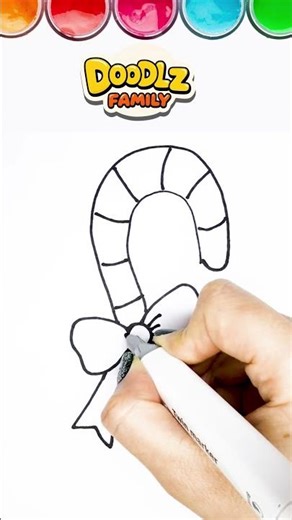 Cute Candy Cane Drawing 🍭 Easy Christmas Drawing for Kids #christmasart #drawingforkids #easydrawing