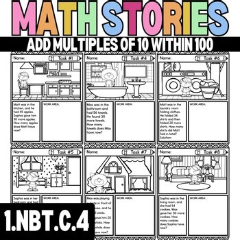 1st Grade | Adding Multiples of 10 Word Problems | Worksheets | Home Theme