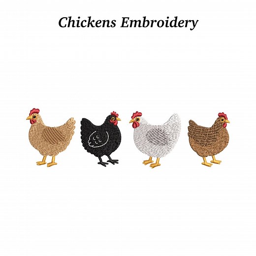 Chickens Embroidery Designs Set | Farm Chicken Patterns | Barnyard Animal Embroidery | Instant Download EMB Included - Etsy